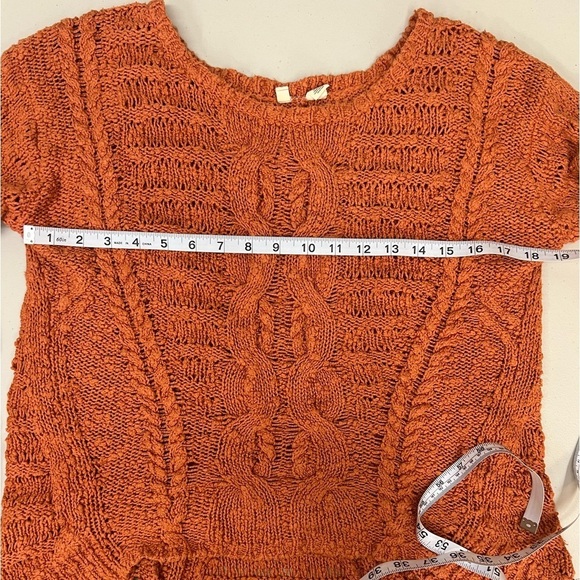 Moth Chunky Cable Knit High- Low Burnt Orange Sweater Size S - Picture 5 of 12